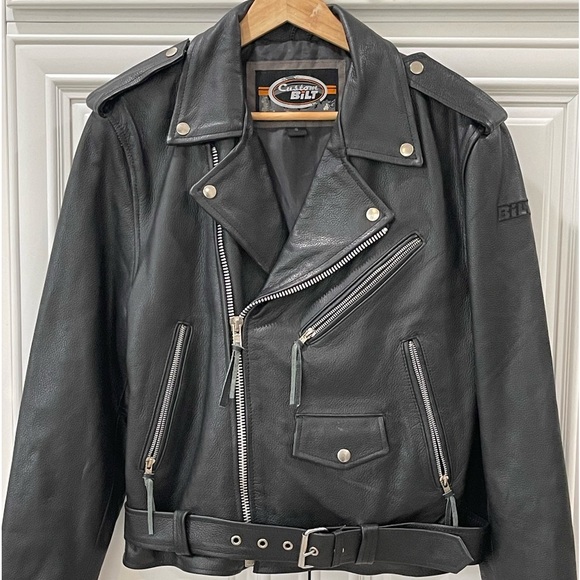 custom bilt Jackets & Blazers - CUSTOM BILT BLACK LEATHER MOTORCYCLE MOTORS BIKER JACKET - SIZE SMALL